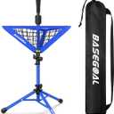 Baseball Softball Tee, Portable Batting Tee, Tripod Stand Rubber Tee for Hitting Training Practice with Removable Baseball Ball Caddy