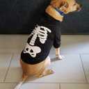 Dog Cat Halloween Skeleton Hoodies Glowing Skull Cute Shirt Puppy Kitteen Costumes Bones Clothes (XL) (XL (14-17lb), Black)