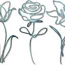 Oubasa Metal Flowers Wall Art Set of 3, Farmhouse Floral Home Decoration, Modern Line Art Flower Wall Decor for Living Room Bedroom Bathroom, Minimalist Botanical Wall Sculpture Lily, Tulip, Rose