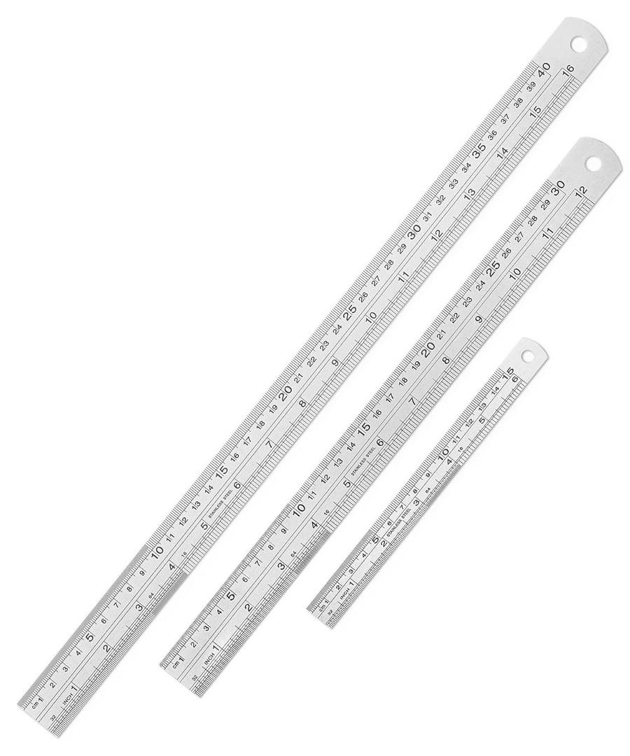 Mr. Pen- Stainless Steel Ruler, 3 pcs, 6", 12", 16", Imperial & Metric Measurements, Metric Metal Ruler Set, Metal Rulers (Silver)