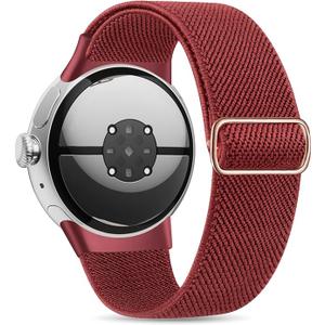 Stretchy Nylon Bands Compatible with Google Pixel Watch 4/3/2/1 Band 41mm - Upgraded Metal Lugs - Adjustable Elastic Breathable Sport Loop Straps for Women Men