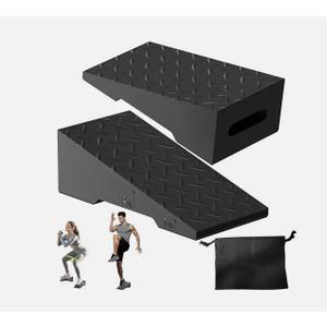 Squat Wedge, Steel Heavy Duty Squat Wedge Block, 2 Pcs Non-Slip Slant Board for Squats, 800 lbs Weight Capacity for Deeper Squats, Calf Raises, Weightlifting and Foot Stretches