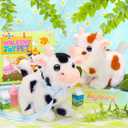 Tagitary Plush Toys Interactive Toys Cow for Kids,Walking Pet Toys Can Make Sounds,Wag Tail and Nod Head, Realistic Stuffed Cattle Toys Birthday Gift for Kids Toddlers
