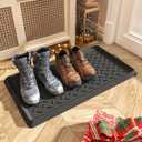 Boot-Tray Heavy Duty Rubber Mat with Lip Waterproof Shoe Mat Tray for Entryway Indoor Outdoor Multi Use Catch All Trays Entryway Shoe Storage 16x27.5 Inches (Twill)