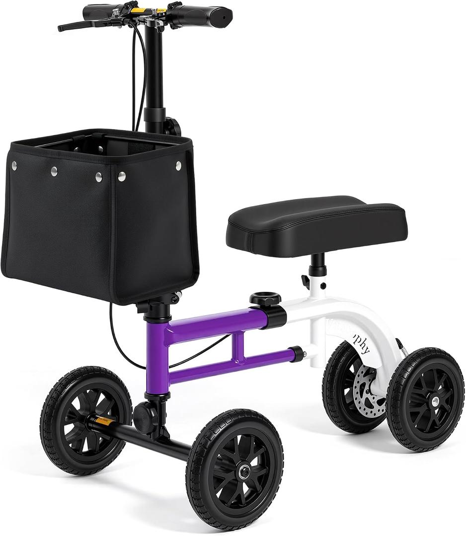 All Terrain Knee Scooter for Adults for Foot Surgery, Purple