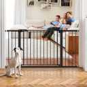 Babelio 36-57" Extra Wide Baby/Dog Gate, Auto Close for The House, Stairs and Doorways, Pressure Mounted for Pet with Large Walk Thru Door, No Need Tools and Drilling, Black