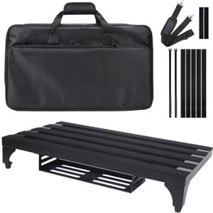 22" x 12.5" Aluminum Alloy Guitar Pedal Board with Power Supply Tray, Carry Bag & Mounting Tapes Included (Black, APB-22BK)