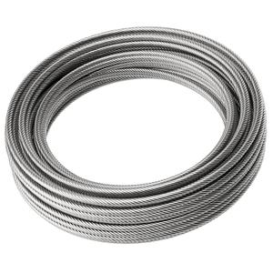 LuckIn 50ft Thickened 1/4" Stainless Steel Cable, 7x19 Strand Aircraft Wire Rope for Yard Zipline, Deck Railing, 6400lbs Breaking Strength