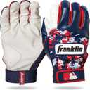 Franklin Sports MLB Youth Batting Gloves - Digitek Camo Baseball + Softball - Premium Leather - Many Sizes + Colors - Youth (Medium, White/Red/Navy)