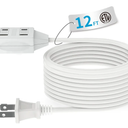 TiFFCOFiO Indoor Extension Cord, 2 Prong 12 Feet Extension Cord, 3 Polarized Outlets with Safety Slide Windows,13A/1625W, 16 AWG, 1 Pack