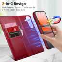 DJBull 2-in-1 Detachable Wallet Case for Samsung Galaxy S26 Plus RFID Blocking Flip Folio with Card Holder | PU Leather Shockproof Protective Cover Women Men for Samsung S26 Plus Phone Case Red