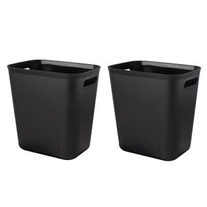 UUJOLY Plastic Trash Can Wastebasket, Garbage Container Basket for Bathrooms, Kitchens, Offices, Kids Rooms, Black, 3.5 Gallon, 2 Pack