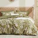 Bedsure Twin Comforter Set - 5 Pieces Floral Olive Green Soft Bedding Sets, Twin Bed in a Bag with Botanical Flowers Comforter, Sheets, Pillowcase & Sham