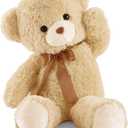 Big Teddy Bear Stuffed Animal 35in Giant Stuffed Bear Gift for Girlfriend Children on Birthday, Light Brown