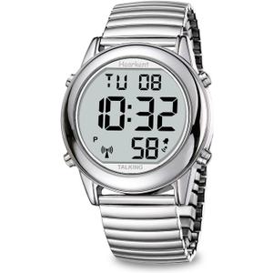 Large Digital Talking Watch English Speaking for The Blind, Elderly or Visually impaired Receives US Signals Automatic Time and Date Correction Big Numbers Easy to See Loud and Clear-Hearkent-2117M (Silver)