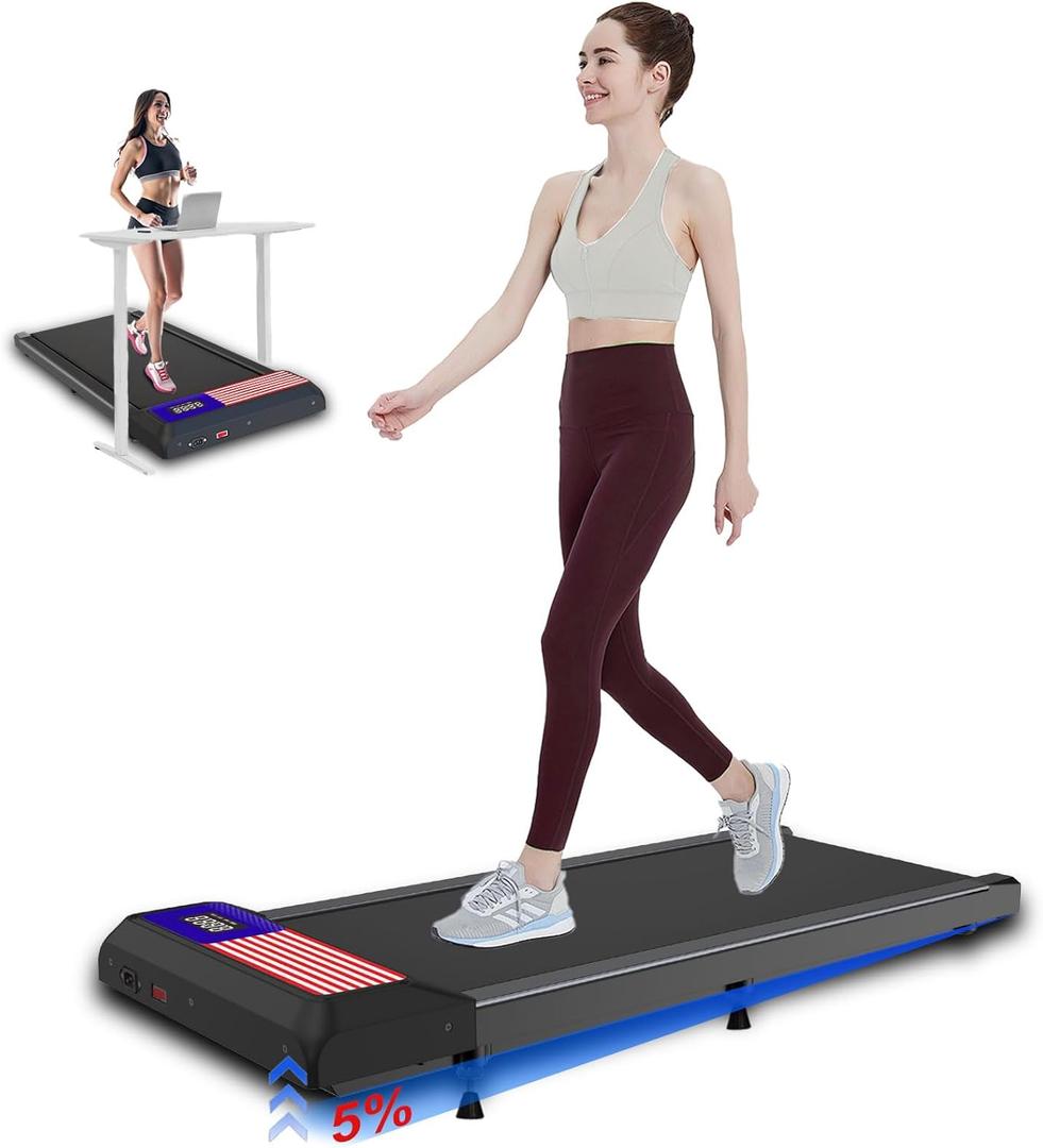 2025 Walking Pad Treadmill,Portable Under Desk Treadmill for Home & Office,2 in 1 Folding Walking Pad with Incline,Walking Pad with Remote Control,LED Display,Smart App (Negro -)