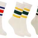 Retro Striped Crew Socks Sport Socks,Casual Cotton Stretchy Socks, with Seamless Toe for Men and Women Multicolor (White)