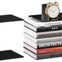 Invisible Floating Bookshelf for Wall, 2 Tier Vertical Spine Book Tower Wall Mounted, Heavy-Duty Metal Book Organizers for Home Office, 1 Pack Black