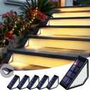 Solar Step Lights for Outside,24 LEDs Solar Stair Lights Waterproof IP65,Solar Deck Lights Outdoor for Yard, Porch, Front Door, Stair, Step, Patio, Deck(6 Pack, Warm White)