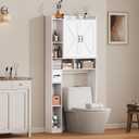 Over the Toilet Storage Cabinet, 31”W Bathroom Organizer with Double Doors, Above Toilet Rack, Detachable Toilet Paper Holder for Bathroom & Laundry Room White, 31in