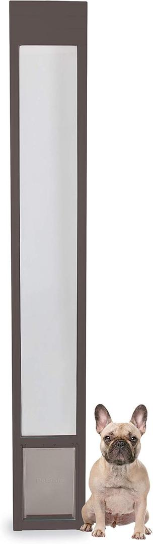 PetSafe 1-Piece Sliding Glass Pet Door for Dogs & Cats - Adjustable Height up to 80 11/16"- Medium, Bronze, No-Cut DIY Install, Aluminum Patio Panel Insert, Great for Renters or Seasonal Installation