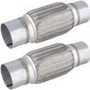 ZEONHAK 2 Pack 3 x 8 Inch Stainless Steel Heavy Duty Exhaust Flex Pipe, Double Braid Exhaust Flex Tube, Overall Length 12 Inch