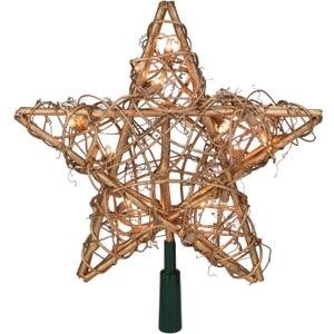 Kurt Adler 20-Light Gold Rattan Star Treetop