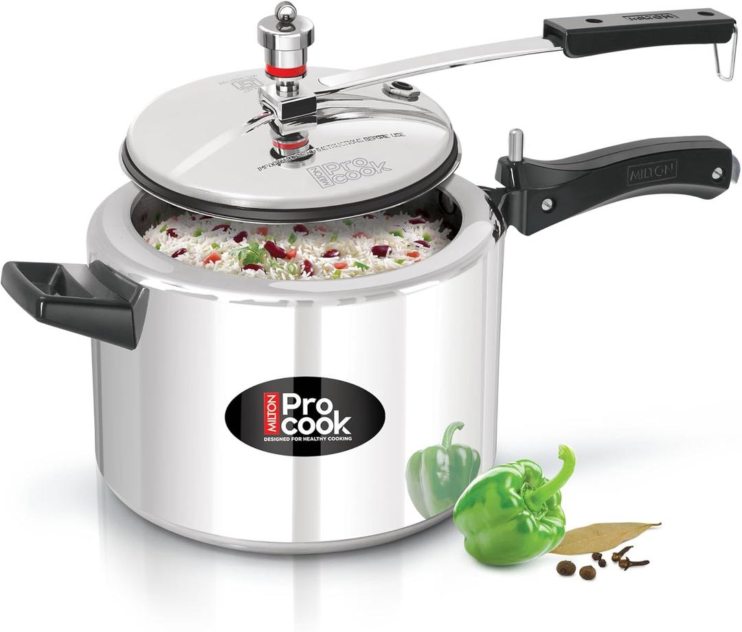Milton Pressure Cooker 5L (20 Cups, 5 quart),Aluminium Mini Steam Cooker with Safety Valve, Gas friendly, Inner Lid with Silicone Gasket, Food Safe, Dishwasher Safe, Canning Vegetables