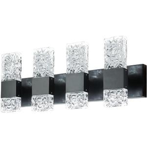 Black Bathroom Light Fixtures Crystal Bathroom Vanity 4 Light Over Mirror Modern LED Wall Light 6000K Cool Light40 Watts