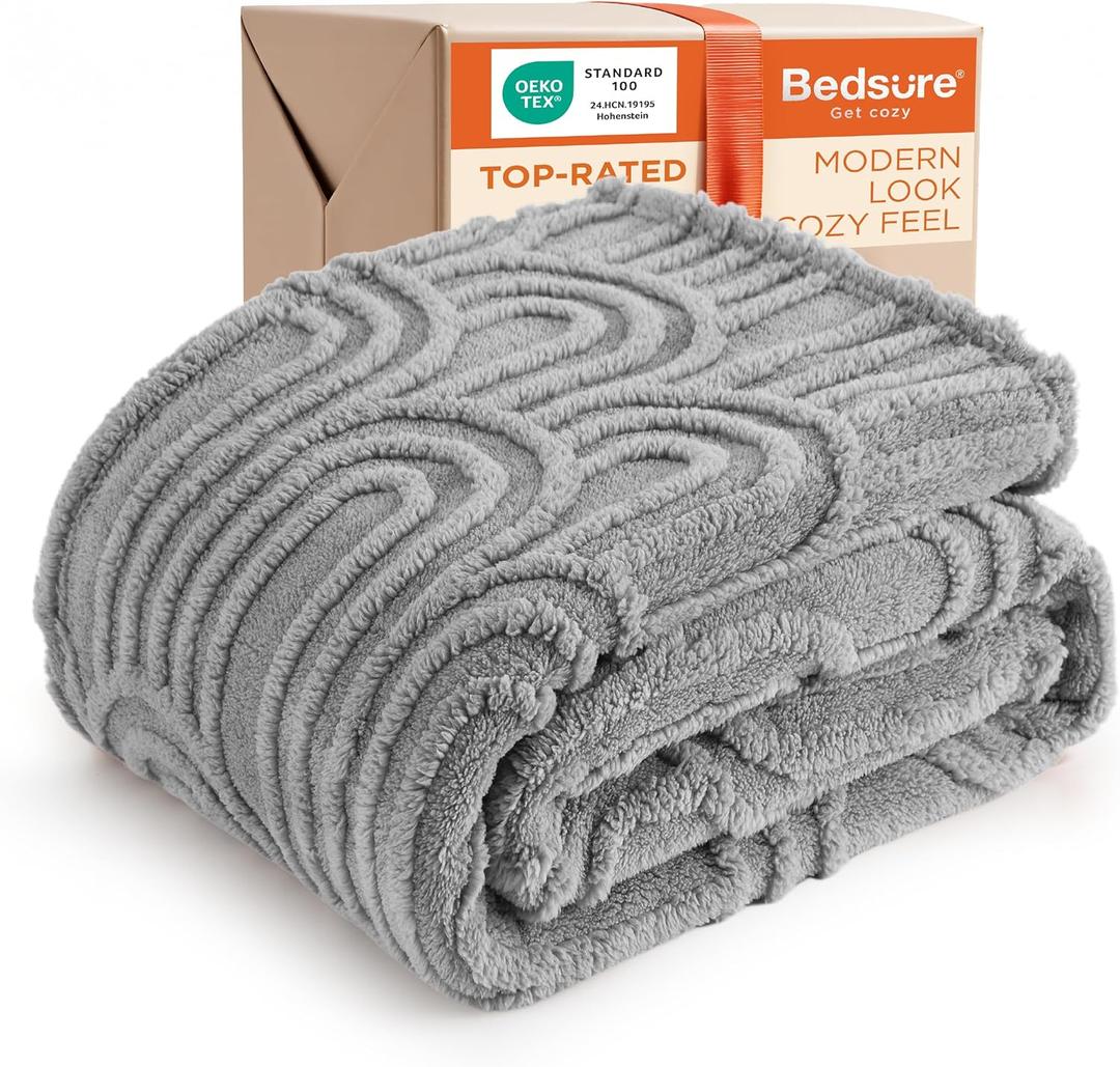 Bedsure GentleSoft Twin Blanket for Bed - Cozy Soft Blankets for Women, Cute Small Fleece Throws for Girls, Graduation Decorations Gift for Her Him School Dorm, Light Grey, 60x80 Inches