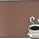 Coffee Bar Mat 16"x12"  0.30in Thick Non-Slip Rubber Countertop Protector, Spill-Proof Durable Kitchen Mat for Coffee Station, Barista Mat, Glass Drying & Bar Accessories (Cafe Au Lait)