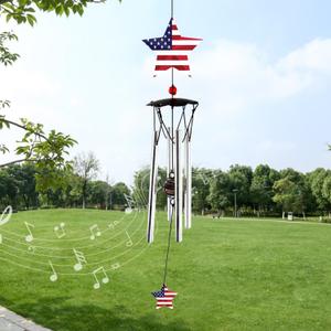 Wind Chimes for Outside 24" Wind Chime Outdoor Veteran Gifts for Home Patio Outdoor Windchimes Outdoors Small Wind Chimes for Outside -Christmas Birthday, (American Flag)