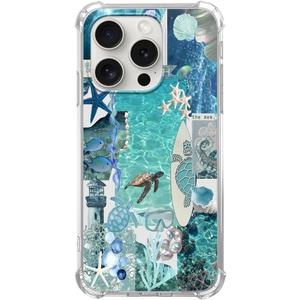Summer Turtles Phone Case Compatible with iPhone 16 Pro, Ocean Fish Aesthetic Phone Case for iPhone 16 Pro, Trendy TPU Phone Case Cover