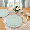 Tinybee 60PCS Sage Green Plates - Heavy Duty Sage Green Disposable Plates, Elegant Plastic Plates for Bridal Shower, Wedding and Party Including 30 Dinner Plates 10 '' & 30 Dessert Plates 7.5 ''