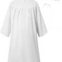 LATOBREATH Girls Kids Angel Costume With Halo Christmas Church White Robes Angel Dress (White)