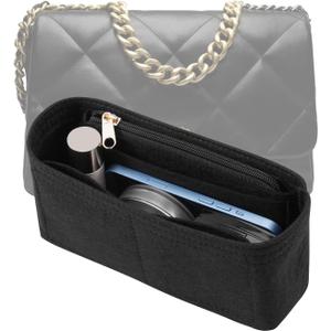 LOUKAYCCI Purse Organizer Insert for CHANEL 19 Maxi Flap Bag Organizer Insert Handbag (Black, Maxi)