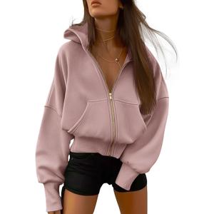 BTFBM Hoodies For Women Spring Clothing 2026 Long Sleeve Zip Up Fleece Fashion Sweatshirts Jacket Y2K Hoodie Fall Fashion (X-Large, Grey Pink)