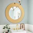 Chende Gold Mirror for Wall Decor, 30'' X 30'' Round Decorative Wall Mirror with Wood Frame, Elegant Accent Mirror for Living Room, Entryway, Bathroom