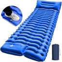 Camping Sleeping Pad, Ultralight Camping Mat with Pillow, Built-in Foot Pump Inflatable Sleeping Pads Compact for Camping Backpacking Hiking Traveling Tent,Single.