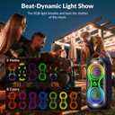 Speakers Bluetooth Wireless- 120dB Loud Sound, Dynamic 8 LED Lights, 5 RGB Modes, Bluetooth 5.3, TWS/USB/TF/AUX/FM/Mic Input, Built-in Handle, Portable Party Speaker for Home, Outdoor, Camping (RGB)