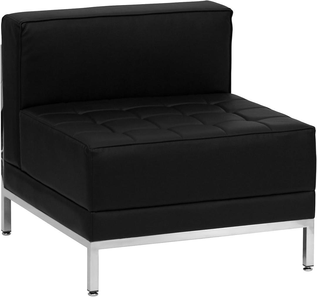 Flash Furniture HERCULES Imagination Series Contemporary Black LeatherSoft Middle Chair, Set of 1