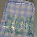 Gingham Ruffle Makeup Bag,Large Travel Cute Cosmetic Bag for Women Girls,Toiletry Bag Make up Organizer 11.8 x 4.7 x 9 inch (Blue Gingham)