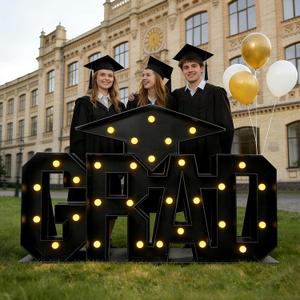 Graduation Decorations 2026 - 5.2FT Long Extra Large Marquee letters Light Up Letters "GRAD" Sign, Graduation Party Decor for Kindergarten High School College Celebration, Class of 2026 Backdrop Centerpiece - Black