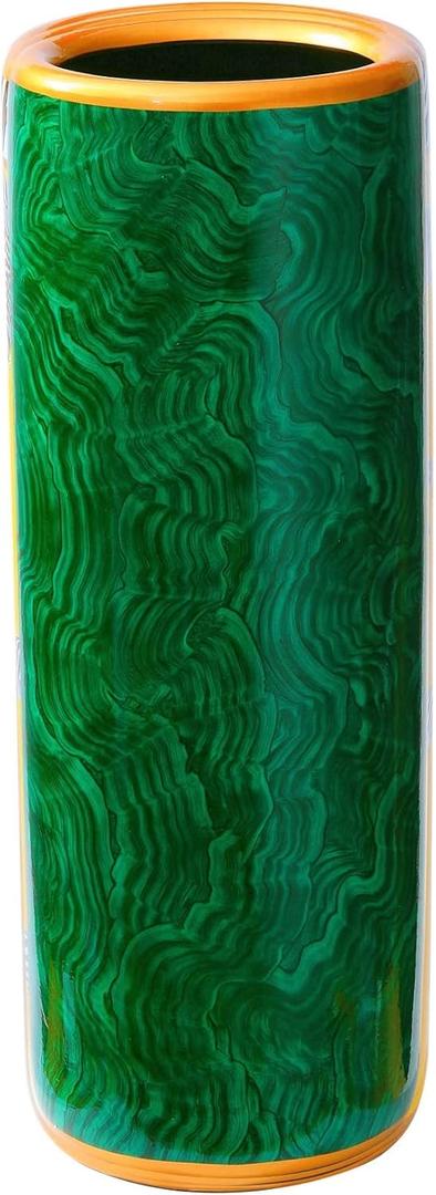 HOZUSO Umbrella Stand Umbrella Bucket Umbrella Rack Barrel Floor Vase Modern Style for Storing Canes Walking Sticks for Entryway Porch Indoor Malachite Green 24‘’High