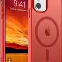 SUPFINE Magnetic for iPhone 11 Phone Case (Compatible with MagSafe) (Military Grade Drop Protection) Slim Translucent Matte Shockproof Phone Cover,Red