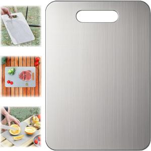 100% Pure Titanium Cutting Board - Food-Grade Titanium Cutting Boards for Kitchen Dishwasher Safe, Double-Sided Easy to Clean Charcuterie Chopping Board Mat for Home and Outdoor Camping (XL)