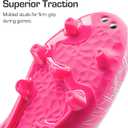 DREAM PAIRS Boys Girls Soccer Cleats Kids Youth Firm Ground Football Shoes for Little/ Big Kid, Size 12 Little Kid, Hot Pink
