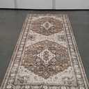 4x10 Wide Hallway Runner Rug: Vintage Washable Soft Rugs for Living Room Bedroom Water Resistant Carpet with Non-Slip Backing for Entry Kitchen Dining Room Thin Nursery Bathroom Floor Mat(Brown,4x10)