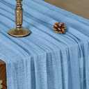 Blue Cheesecloth Table Runner Fall Thanksgiving 120 Inch Dusty Blue Rustic Boho Cheese Cloth 10Ft Gauze Table Runner for Wedding Decor Baby Shower Holiday Party Home Decorations