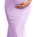 CYCLAMEN Off Shoulder Maternity Evening Gown 3D Floral Mesh Sleeves Formal Mermaid Maxi Dress for Baby Shower Photoshoot (Medium, Purple)